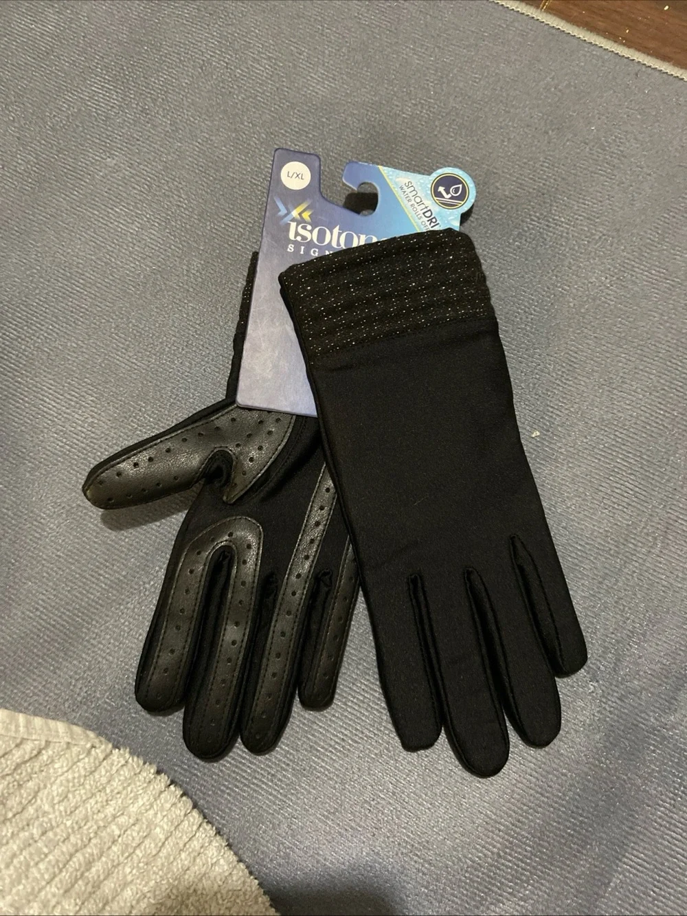 Isotoner Soft Black Gloves L/ XL Brand New